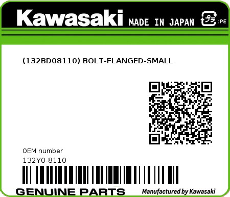 Product image: Kawasaki - 132Y0-8110 - (132BD08110) BOLT-FLANGED-SMALL  0