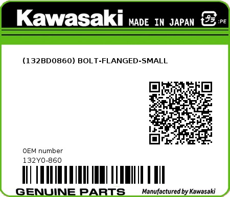 Product image: Kawasaki - 132Y0-860 - (132BD0860) BOLT-FLANGED-SMALL 