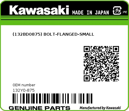 Product image: Kawasaki - 132Y0-875 - (132BD0875) BOLT-FLANGED-SMALL 