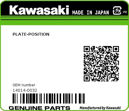 Product image: Kawasaki - 14014-0032 - PLATE-POSITION 