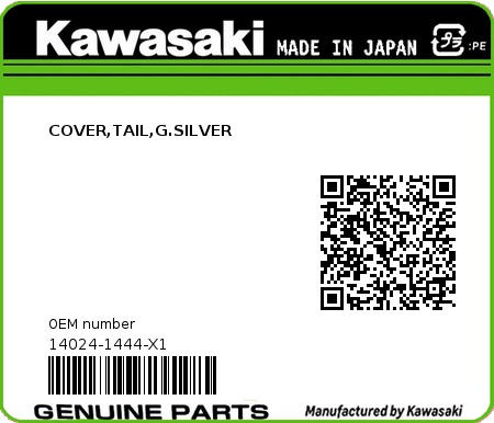 Product image: Kawasaki - 14024-1444-X1 - COVER,TAIL,G.SILVER  0