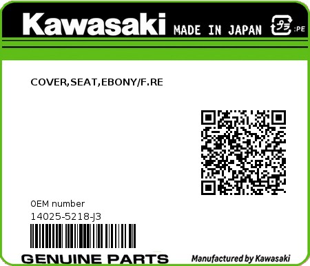 Product image: Kawasaki - 14025-5218-J3 - COVER,SEAT,EBONY/F.RE  0