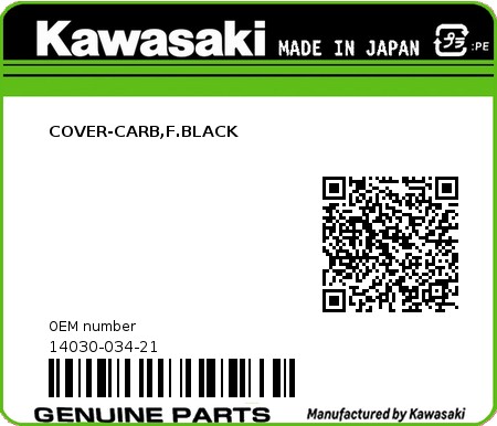 Product image: Kawasaki - 14030-034-21 - COVER-CARB,F.BLACK 