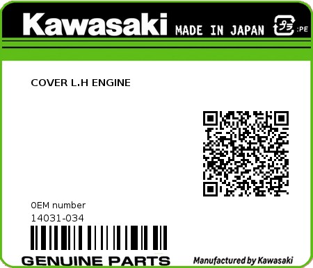 Product image: Kawasaki - 14031-034 - COVER L.H ENGINE 