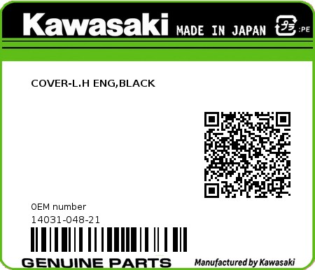 Product image: Kawasaki - 14031-048-21 - COVER-L.H ENG,BLACK 