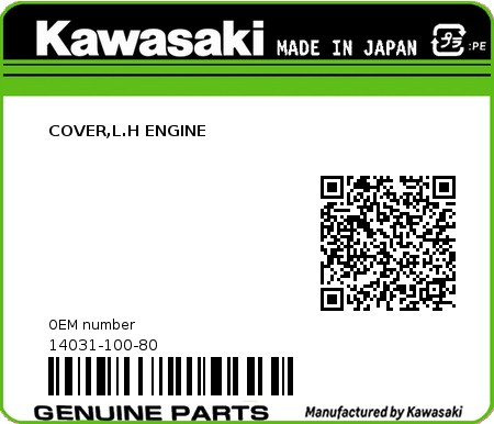 Product image: Kawasaki - 14031-100-80 - COVER,L.H ENGINE  0