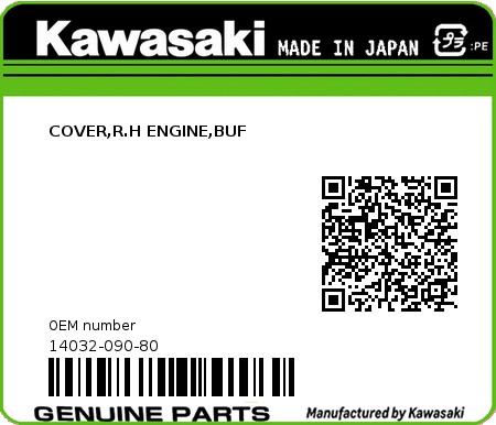 Product image: Kawasaki - 14032-090-80 - COVER,R.H ENGINE,BUF  0