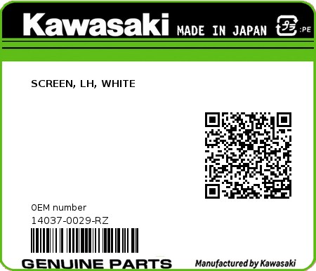 Product image: Kawasaki - 14037-0029-RZ - SCREEN, LH, WHITE  0
