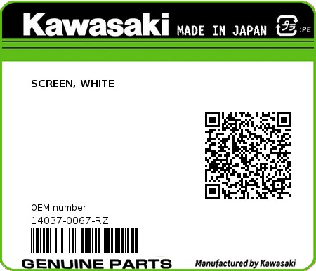 Product image: Kawasaki - 14037-0067-RZ - SCREEN, WHITE 