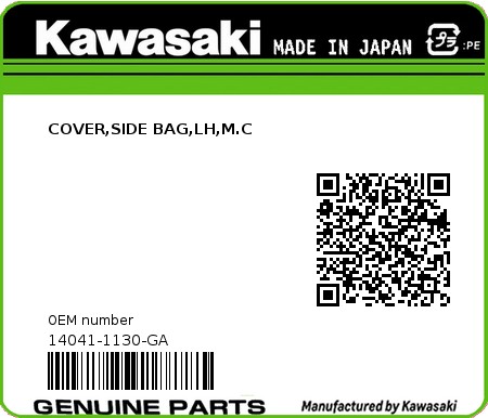 Product image: Kawasaki - 14041-1130-GA - COVER,SIDE BAG,LH,M.C 