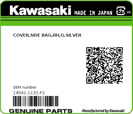 Product image: Kawasaki - 14041-1131-F2 - COVER,SIDE BAG,RH,G.SILVER 