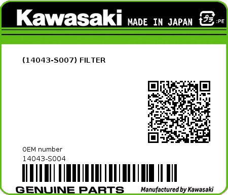 Product image: Kawasaki - 14043-S004 - (14043-S007) FILTER 