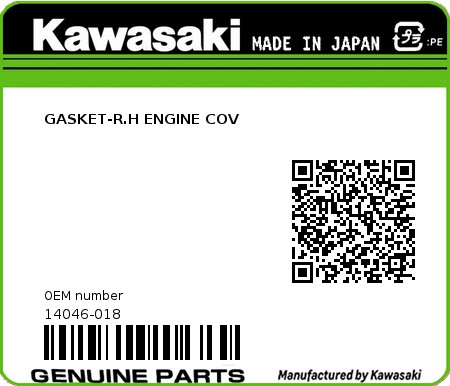 Product image: Kawasaki - 14046-018 - GASKET-R.H ENGINE COV 