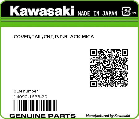 Product image: Kawasaki - 14090-1633-20 - COVER,TAIL,CNT,P.P.BLACK MICA 