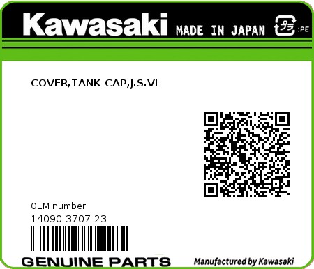 Product image: Kawasaki - 14090-3707-23 - COVER,TANK CAP,J.S.VI 