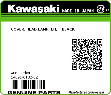 Product image: Kawasaki - 14091-0132-6Z - COVER, HEAD LAMP, LH, F.BLACK  0