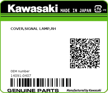 Product image: Kawasaki - 14091-0407 - COVER,SIGNAL LAMP,RH 