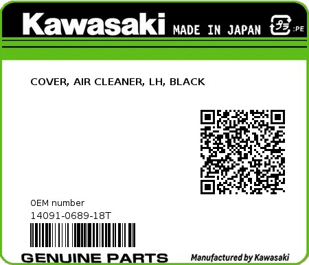 Product image: Kawasaki - 14091-0689-18T - COVER, AIR CLEANER, LH, BLACK  0