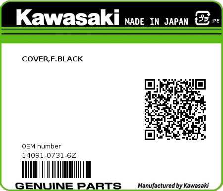 Product image: Kawasaki - 14091-0731-6Z - COVER,F.BLACK  0