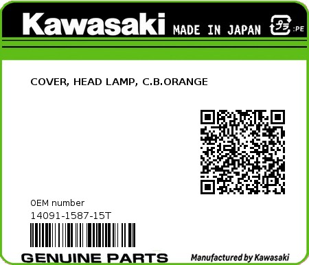 Product image: Kawasaki - 14091-1587-15T - COVER, HEAD LAMP, C.B.ORANGE  0