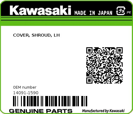 Product image: Kawasaki - 14091-1590 - COVER, SHROUD, LH 