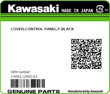 Product image: Kawasaki - 14091-1660-6Z - COVER,CONTROL PANEL,F.BLACK 