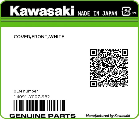 Product image: Kawasaki - 14091-Y007-932 - COVER,FRONT,WHITE 