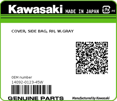 Product image: Kawasaki - 14092-0123-45W - COVER, SIDE BAG, RH, W.GRAY 