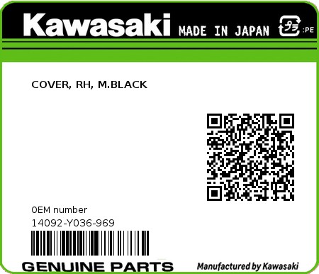Product image: Kawasaki - 14092-Y036-969 - COVER, RH, M.BLACK  0