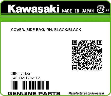 Product image: Kawasaki - 14093-5128-51Z - COVER, SIDE BAG, RH, BLACK/BLACK  0