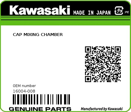 Product image: Kawasaki - 16004-008 - CAP MIXING CHAMBER 