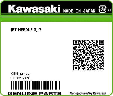 Product image: Kawasaki - 16009-026 - JET NEEDLE 5J-7 