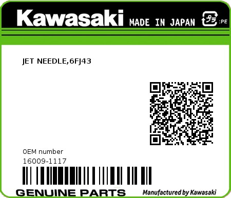 Product image: Kawasaki - 16009-1117 - JET NEEDLE,6FJ43 