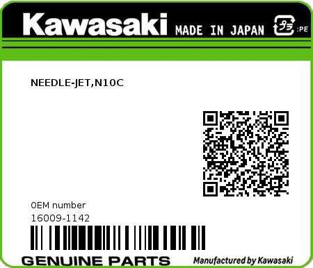 Product image: Kawasaki - 16009-1142 - NEEDLE-JET,N10C 