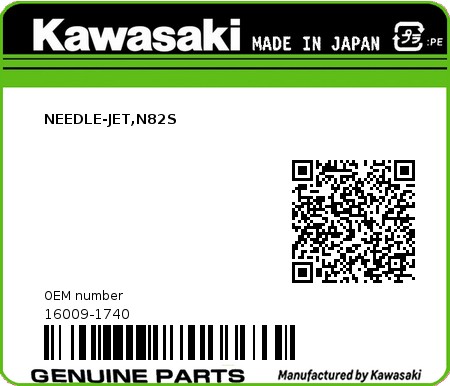 Product image: Kawasaki - 16009-1740 - NEEDLE-JET,N82S 