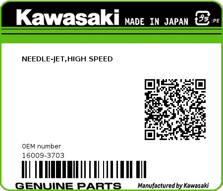 Product image: Kawasaki - 16009-3703 - NEEDLE-JET,HIGH SPEED 