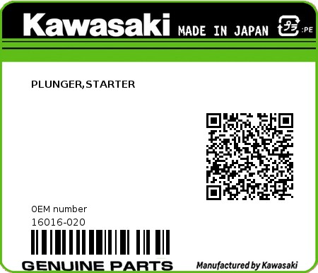 Product image: Kawasaki - 16016-020 - PLUNGER,STARTER  0