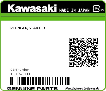 Product image: Kawasaki - 16016-1111 - PLUNGER,STARTER 