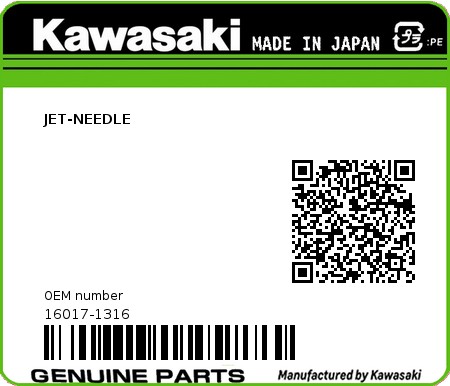 Product image: Kawasaki - 16017-1316 - JET-NEEDLE 