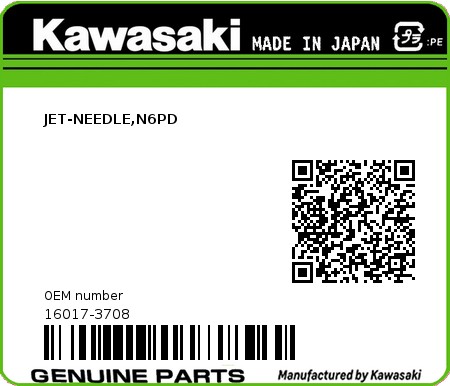 Product image: Kawasaki - 16017-3708 - JET-NEEDLE,N6PD 