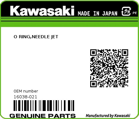 Product image: Kawasaki - 16038-021 - O RING,NEEDLE JET  0