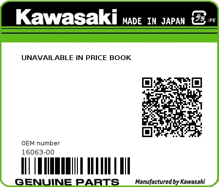 Product image: Kawasaki - 16063-00 - UNAVAILABLE IN PRICE BOOK 