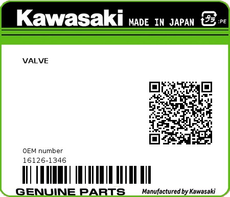 Product image: Kawasaki - 16126-1346 - VALVE  0