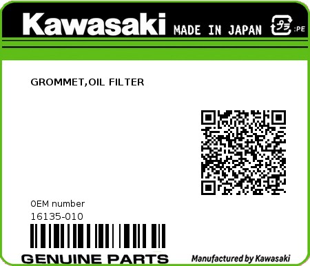Product image: Kawasaki - 16135-010 - GROMMET,OIL FILTER  0