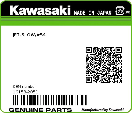 Product image: Kawasaki - 16158-2051 - JET-SLOW,#54 