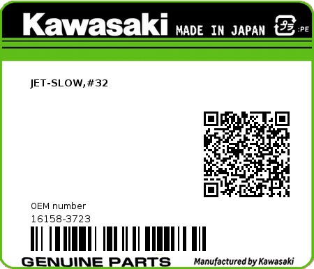 Product image: Kawasaki - 16158-3723 - JET-SLOW,#32  0