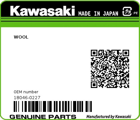 Product image: Kawasaki - 18046-0227 - WOOL 