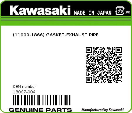 Product image: Kawasaki - 18067-004 - (11009-1866) GASKET-EXHAUST PIPE 