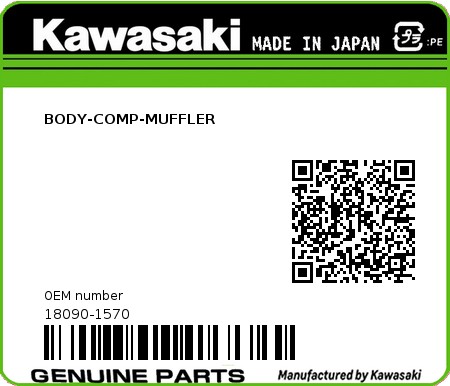 Product image: Kawasaki - 18090-1570 - BODY-COMP-MUFFLER  0