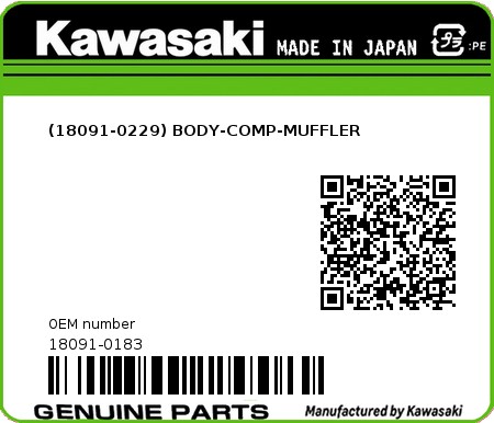 Product image: Kawasaki - 18091-0183 - (18091-0229) BODY-COMP-MUFFLER  0